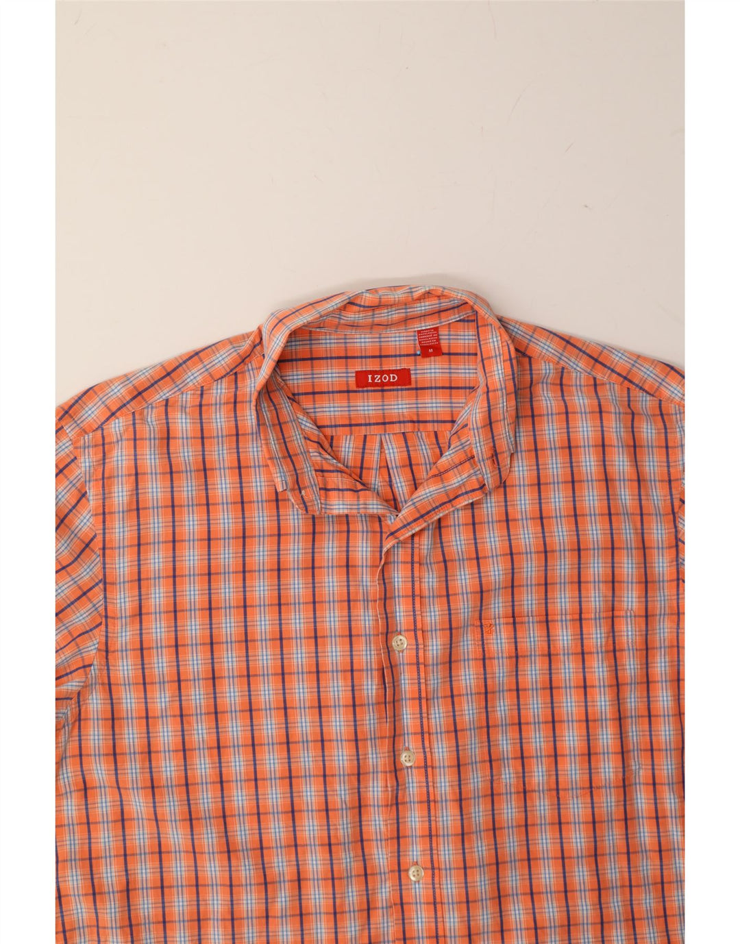 IZOD Mens Shirt Medium Orange Check Cotton Vintage Izod and Second-Hand Izod from Messina Hembry 