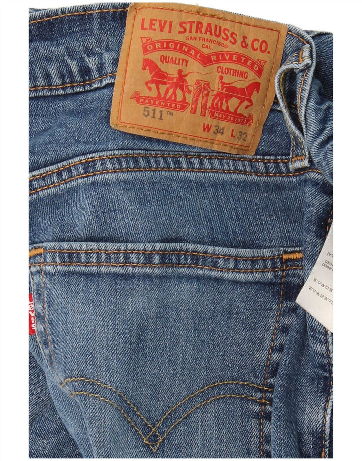 LEVI'S Mens 511 Slim Jeans W34 L32 Blue Cotton