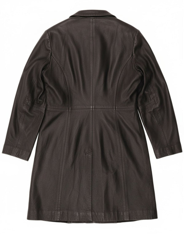 Vintage ženski kožni kaput UK 12 srednje crne kože