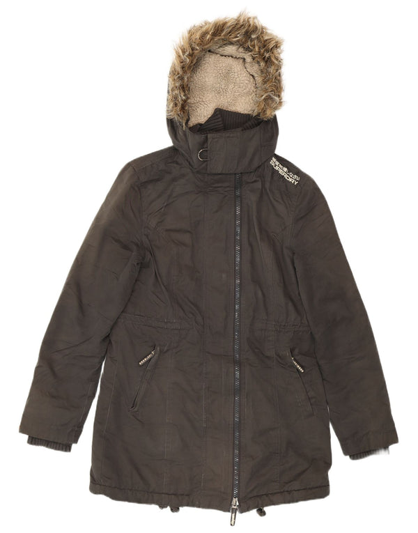 SUPERDRY Womens The windparka Graphic Parka Jacket UK 14 Srednje siva