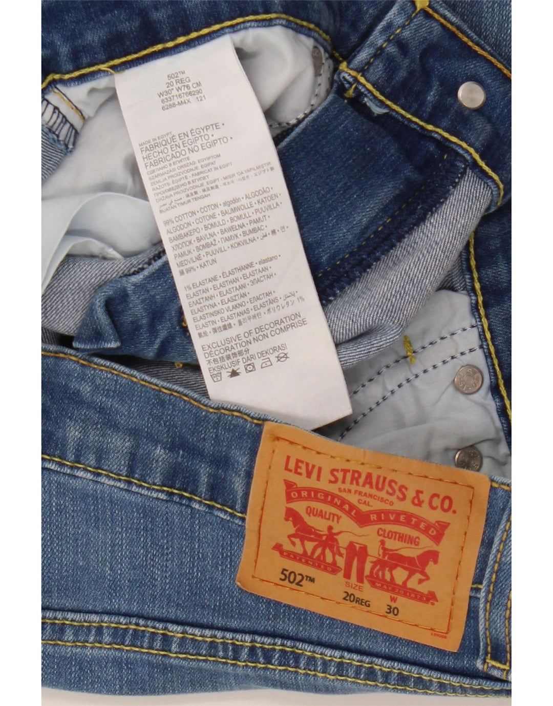 Levi's Boys 502 Regular Taper Traper kratke hlače 15-16 godina W30 plavi pamuk