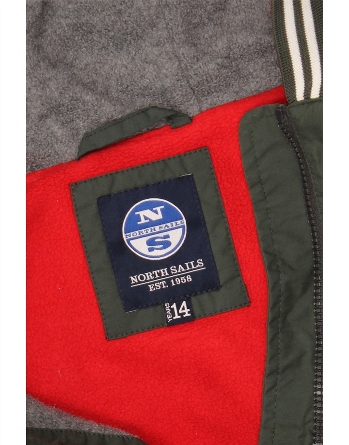 NORTH SAILS Boys Hooded Bomber Jacket 13-14 Years Green Polyamide Vintage North Sails and Second-Hand North Sails from Messina Hembry 