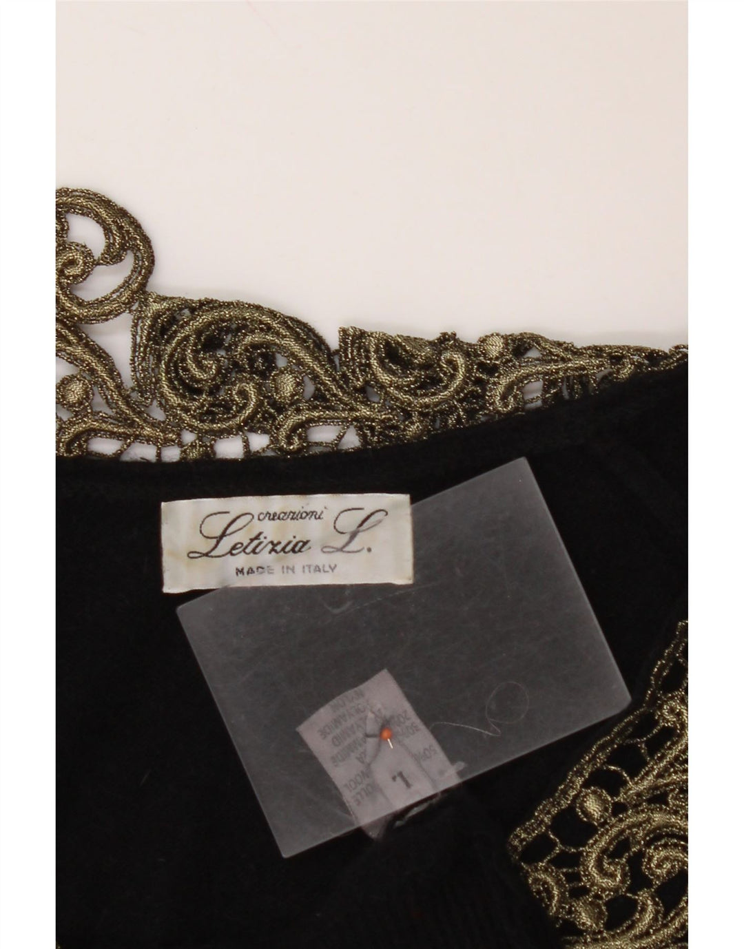 LETIZIA L. Ženski džemper s V-izrezom UK 16 Veliki crni paisley vuneni