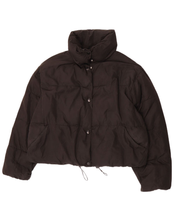 Zara Womens Oversized Crop Padded Jacket UK 18 XL Black Polyester
