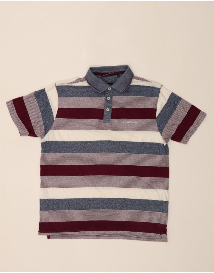 PIERRE CARDIN Mens Regular Fit Polo Shirt Large Multicoloured Striped Vintage Pierre Cardin and Second-Hand Pierre Cardin from Messina Hembry 