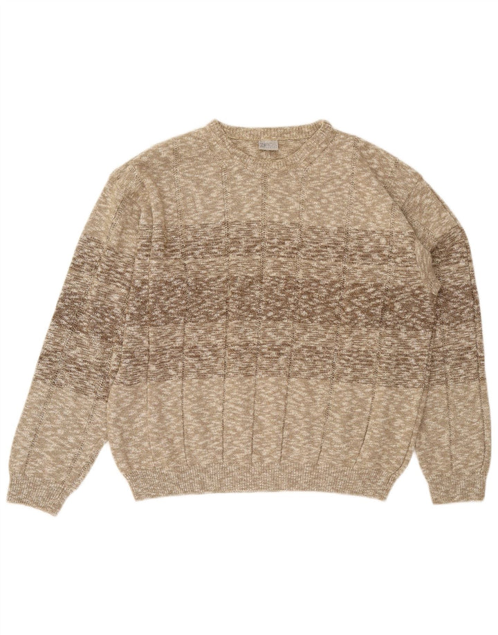 Vintage muški džemper s okruglim izrezom XL bež flekasti