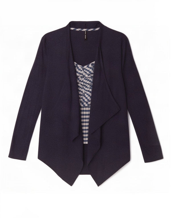 Marks & Spencer ženski gornji dio bluze dugih rukava UK 8 Small tamnoplavi gingham