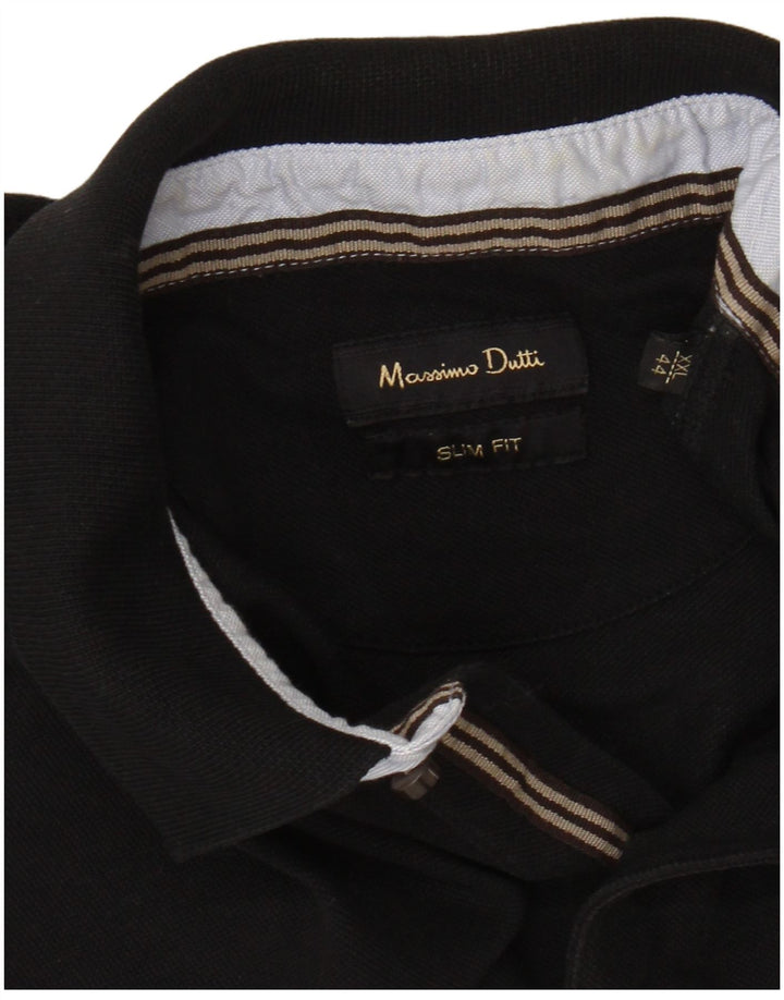 MASSIMO DUTTI Mens Slim Fit Polo Shirt 2XL Black