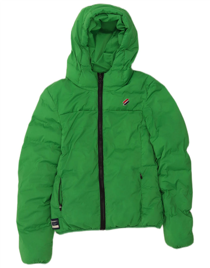 Superdry ženska podstavljena jakna s kapuljačom UK 8 Mali zeleni poliester