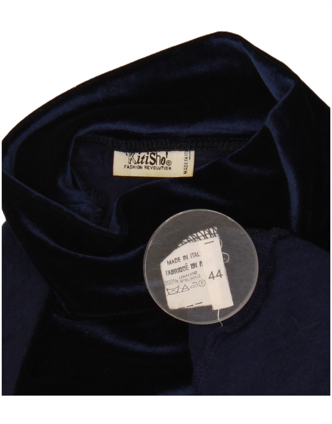 Vintage ženski gornji dio prozirne bluze IT 44 srednje tamnoplava vuna