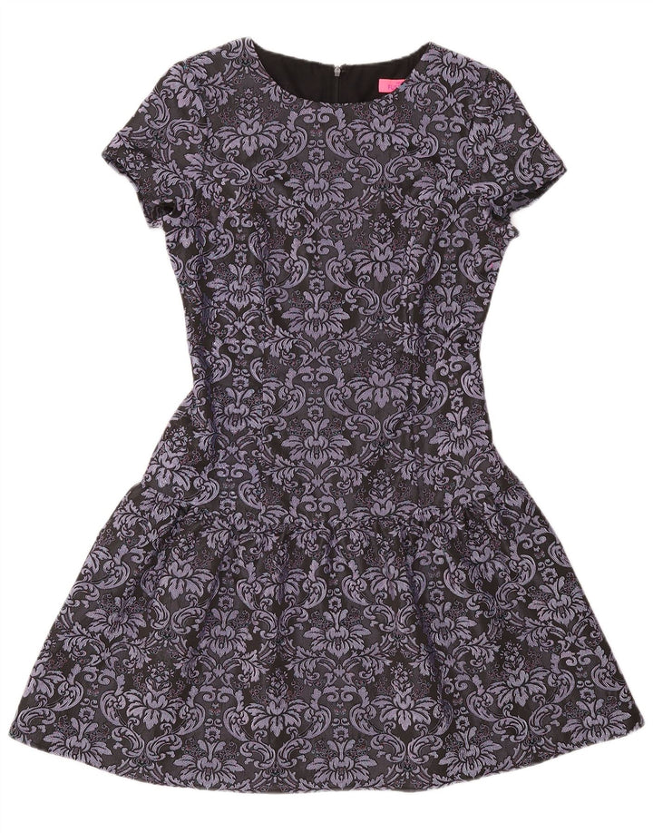 Monsoon ženska haljina A-kroja UK 10 Mali sivi poliester s paisley motivima