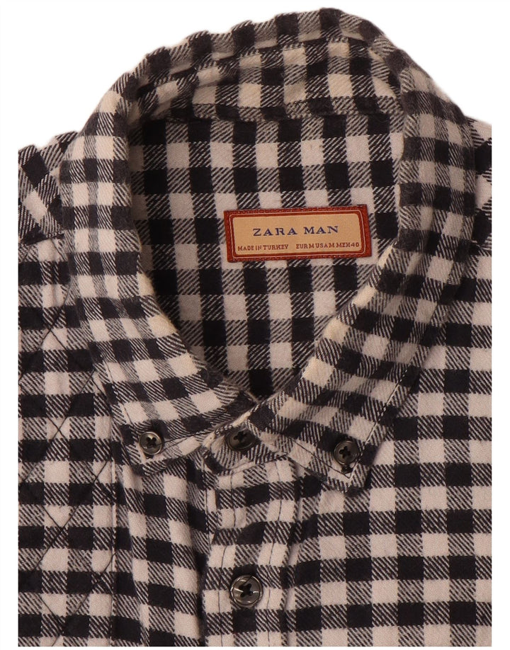 Zara muška flanelska košulja srednje crne boje gingham