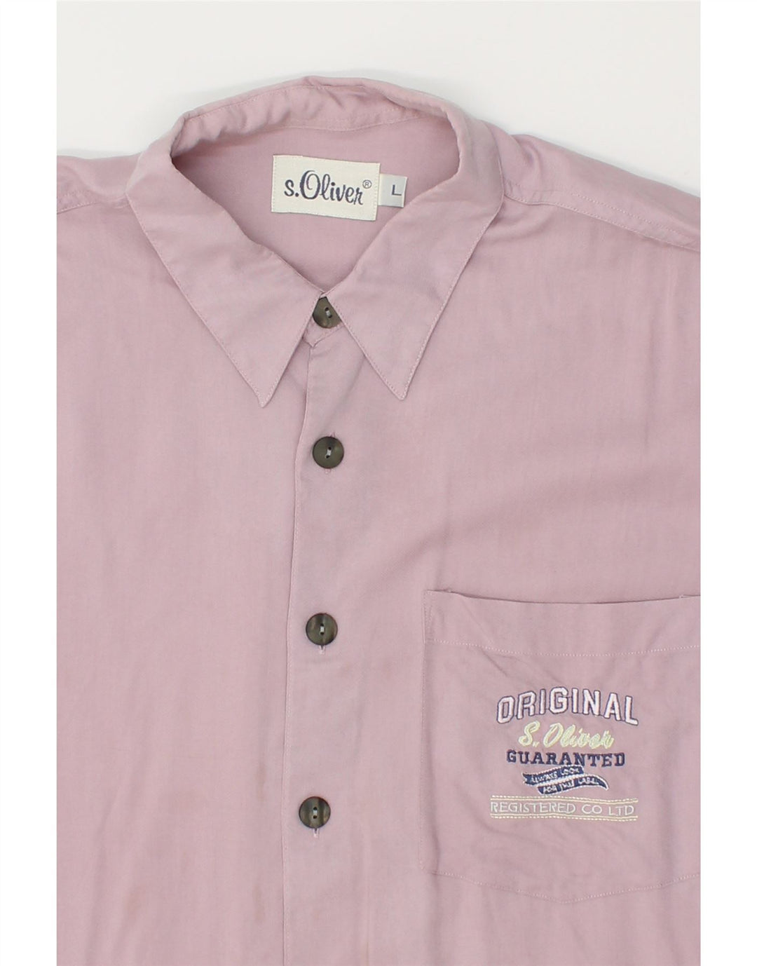 S.OLIVER Mens Short Sleeve Shirt Large Pink Viscose Vintage S.Oliver and Second-Hand S.Oliver from Messina Hembry 