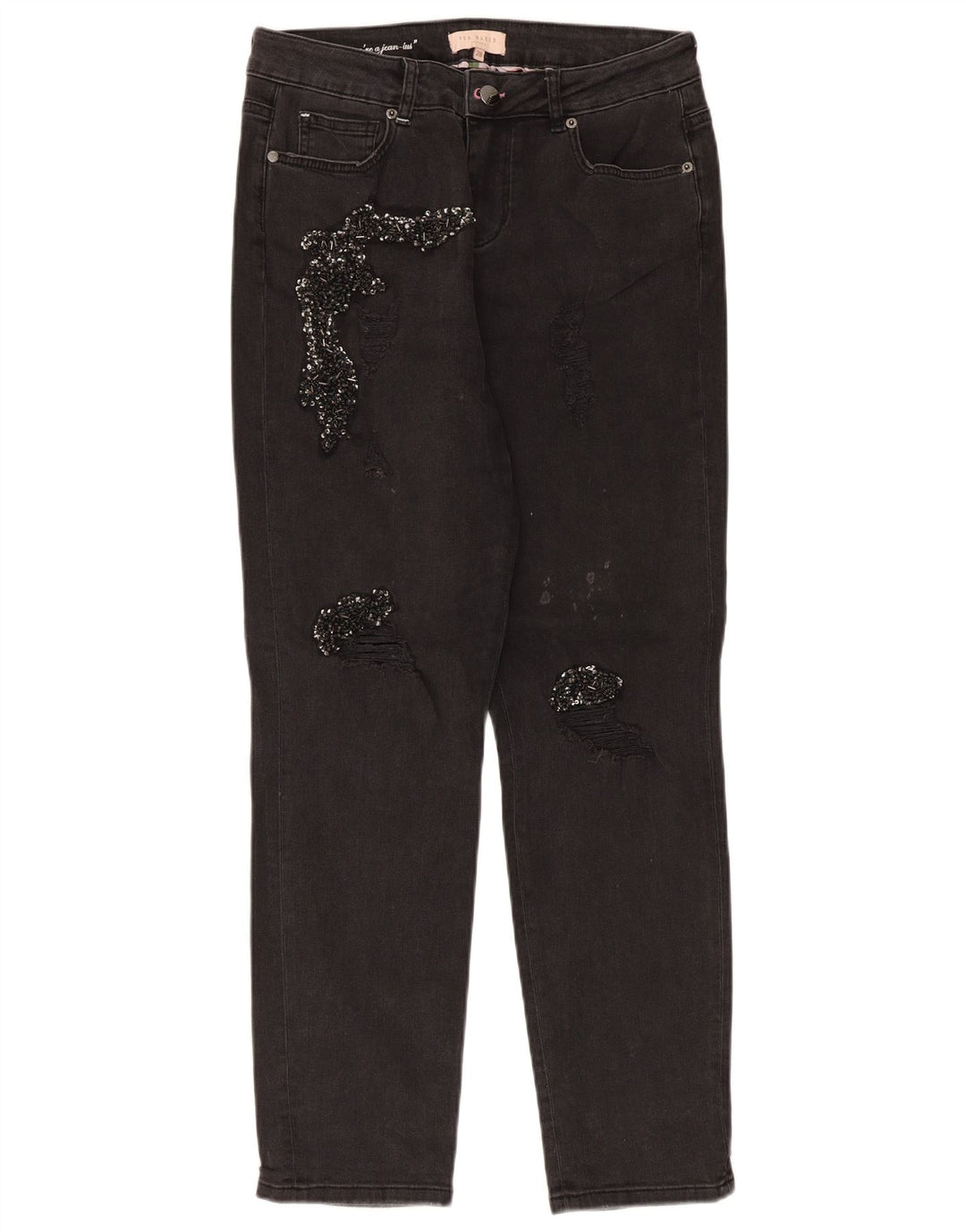 Ženske uske traperice Ted Baker, W28 L28, crni pamuk