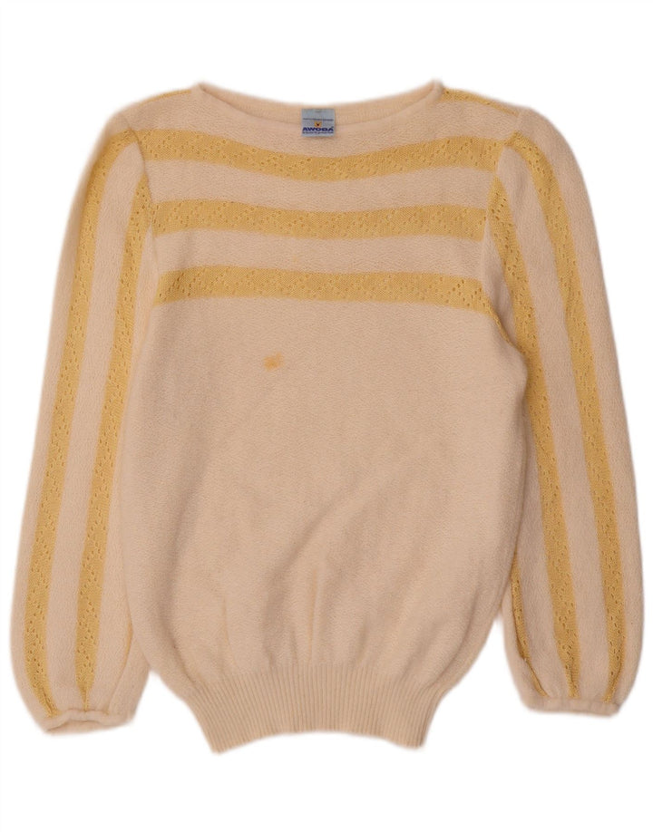 AWOBA ženski džemper s morskim izrezom UK 12 srednje bijele pruge