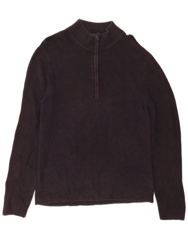 CALVIN KLEIN Muški pulover s izrezom s patentnim zatvaračem XL crni pamuk