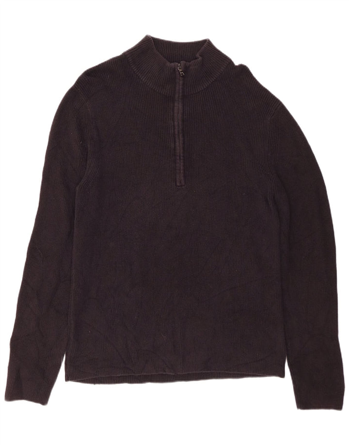 CALVIN KLEIN Muški pulover s izrezom s patentnim zatvaračem XL crni pamuk