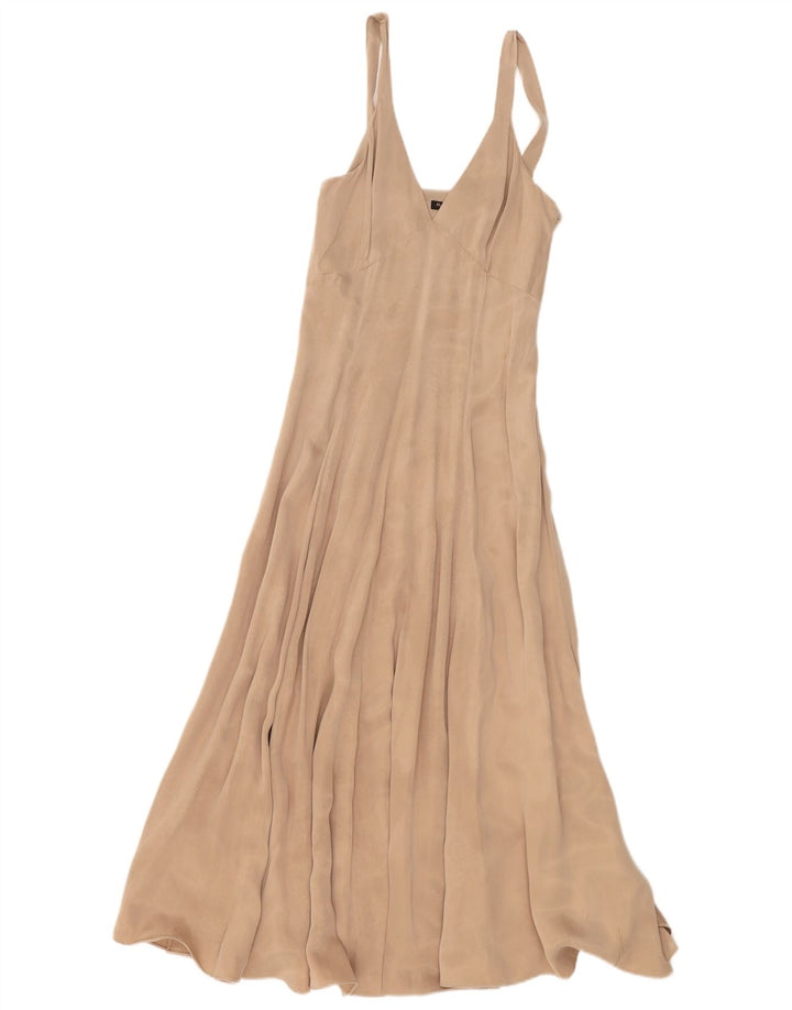 Massimo Dutti ženska maksi haljina bez rukava EU 34 2XS bež poliester