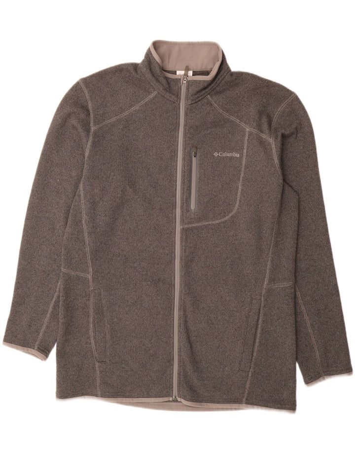 COLUMBIA Mens Tracksuit Top Jacket 2XL Grey Flecked Polyester Vintage Columbia and Second-Hand Columbia from Messina Hembry 