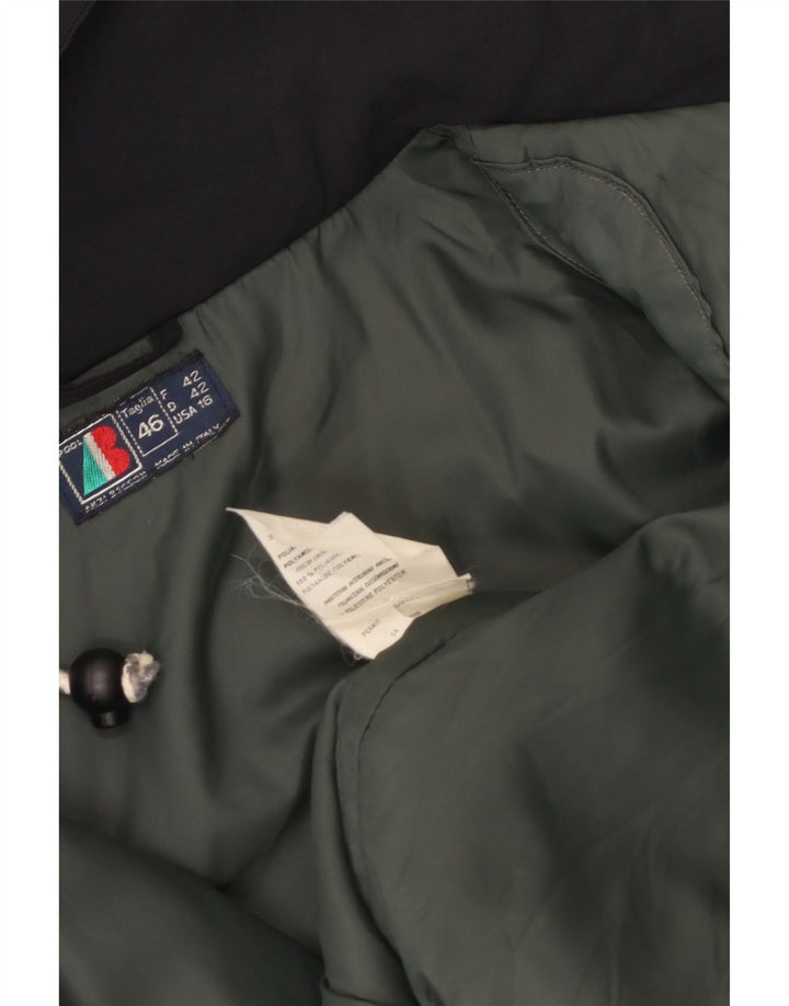 VINTAGE ženska velika vjetrovka s kapuljačom IT 46 velika crna najlonska jakna