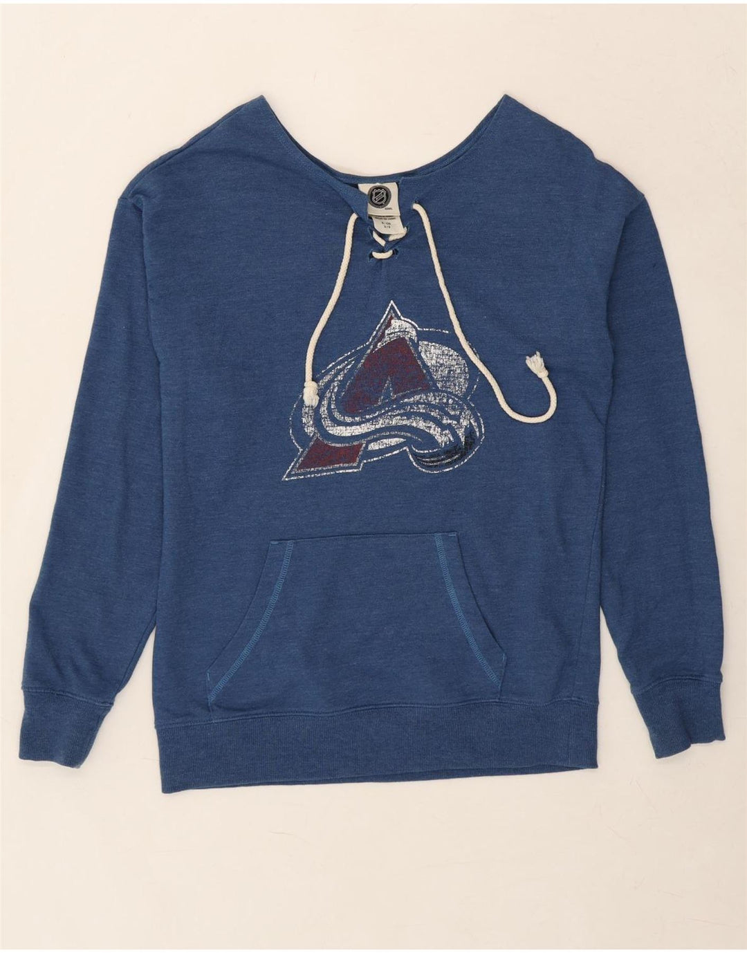 NHL Womens Oversized Graphic Sweatshirt Jumper UK 10 Small Blue Cotton Vintage NHL and Second-Hand NHL from Messina Hembry 