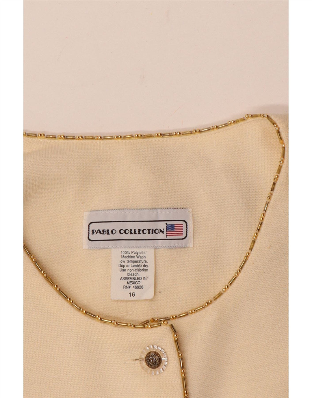 Vintage ženska jakna sa 5 gumba UK 16 Veliki prljavo bijeli poliester