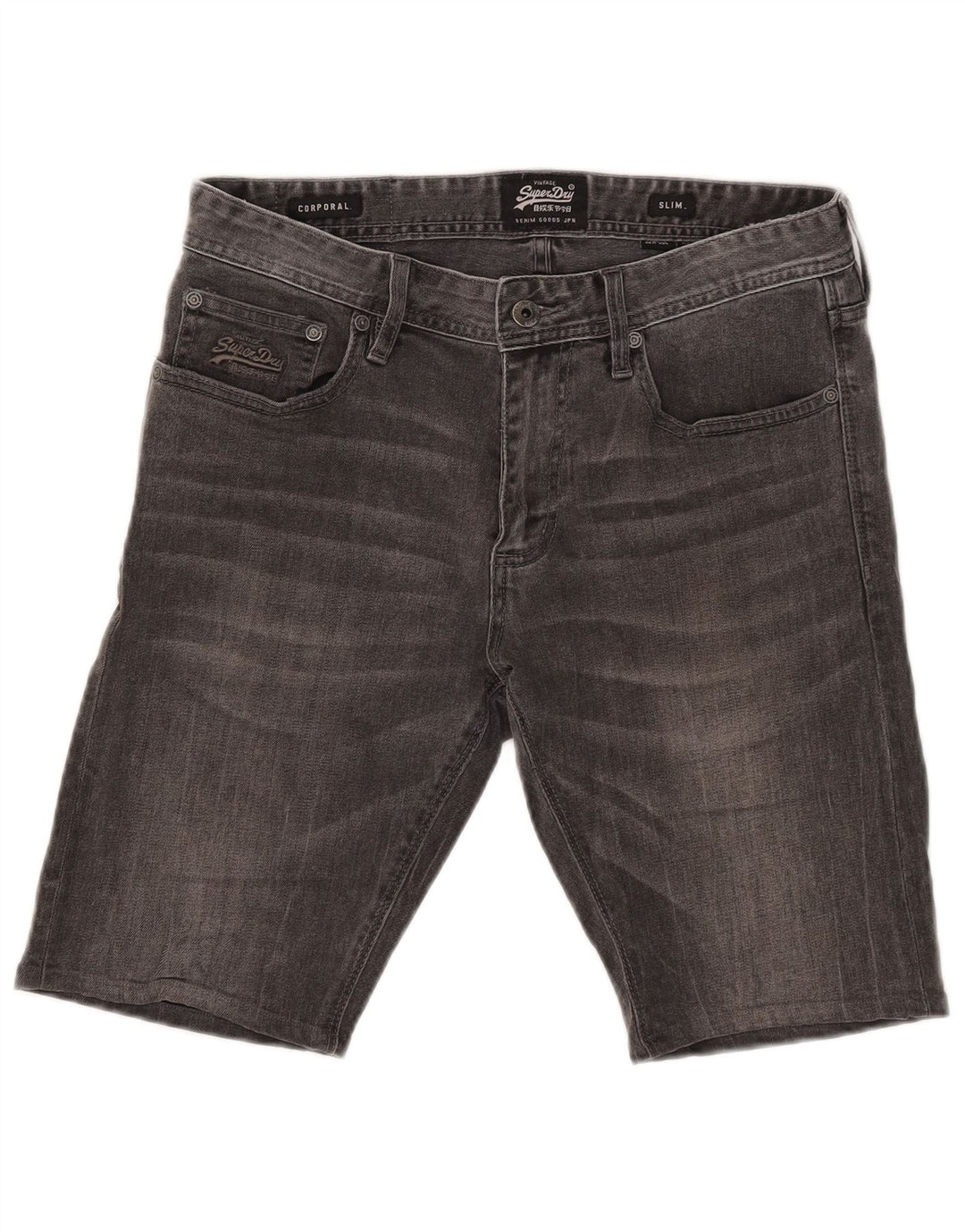 Superdry muške kapralske uske traper kratke hlače W32 srednje sivi pamuk