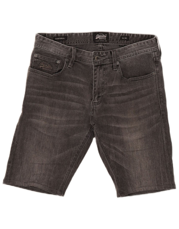 Superdry muške kapralske uske traper kratke hlače W32 srednje sivi pamuk