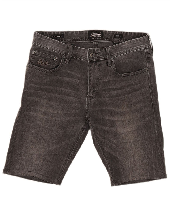 Superdry muške kapralske uske traper kratke hlače W32 srednje sivi pamuk