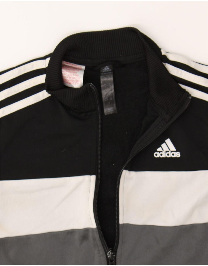 ADIDAS Boys Tracksuit Top Jacket 7-8 Years Black Colourblock Polyester Vintage Adidas and Second-Hand Adidas from Messina Hembry 