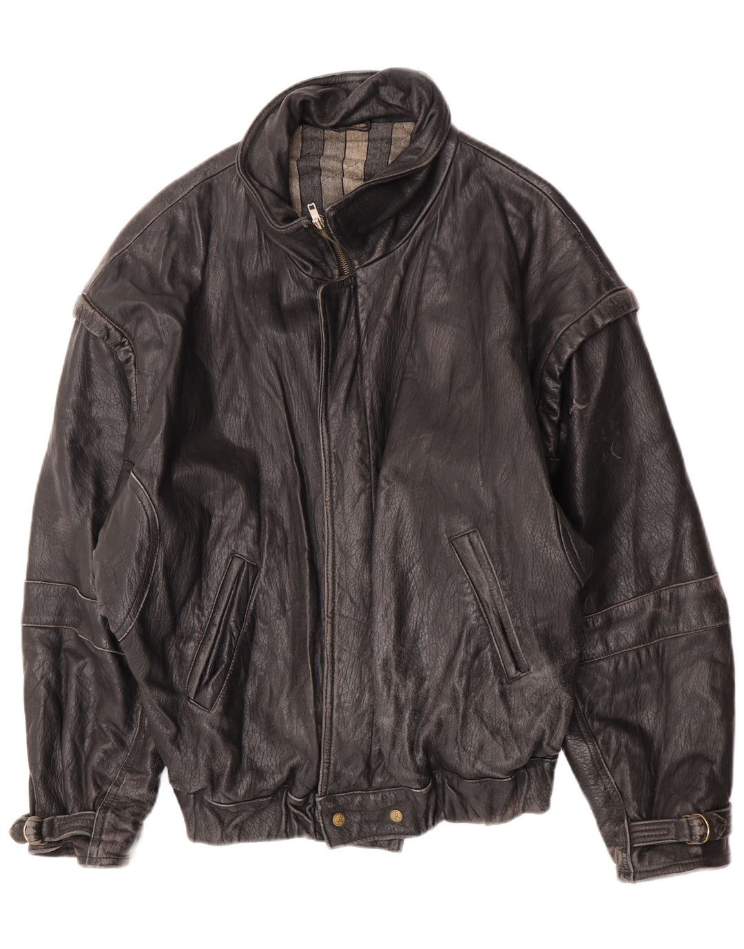 Vintage ženska kožna jakna IT 52 2XL crna koža