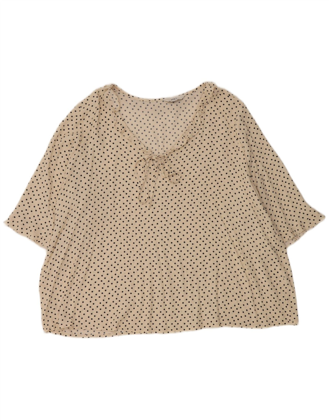 Marks & Spencer Ženski gornji dio bluze s volanima UK 18 XL Off bijeli točkica
