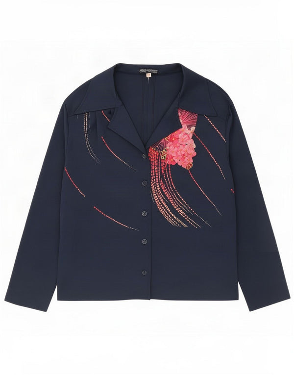 Confezioni Di Lusso ženska košulja bluza IT 52 2XL tamnoplava cvjetna