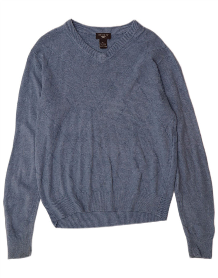 Dockers muški džemper s V-izrezom Mali plavi Argyle/Dijamantni akril