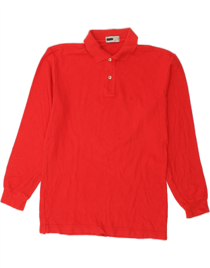 FILA Mens Long Sleeve Polo Shirt IT 46 Small Red Vintage Fila and Second-Hand Fila from Messina Hembry 