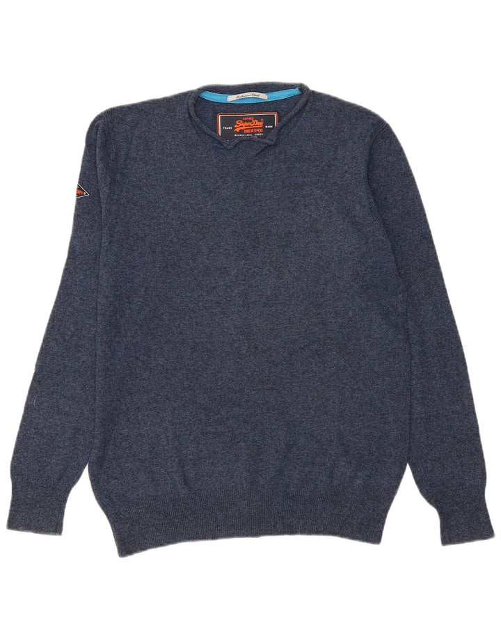 Superdry muški džemper s okruglim izrezom, srednje tamnoplavi flekasti pamuk