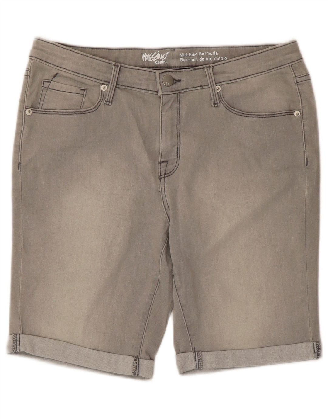 Mossimo ženske Power Stretch traper kratke hlače srednjeg rasta US 12 Large W31 sive