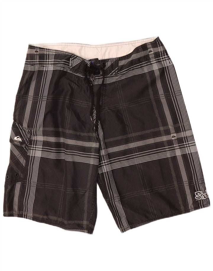Quiksilver muške kratke hlače za plivanje, srednji crni karirani poliester