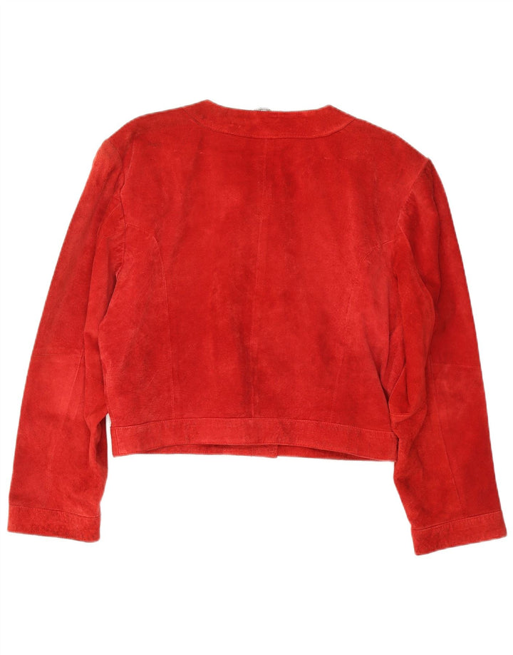 ASTOR Womens Suede Bolero Jacket EU 44 XL Red Leather