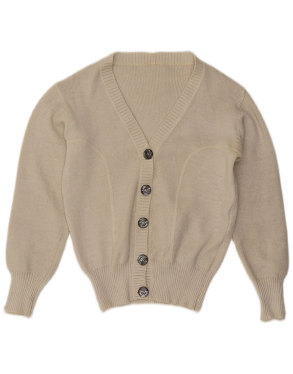 Vintage ženski kardigan džemper UK 12 srednje bijele boje