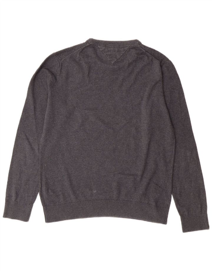 TOMMY HILFIGER Mens Crew Neck Jumper Sweater Medium Grey Cotton