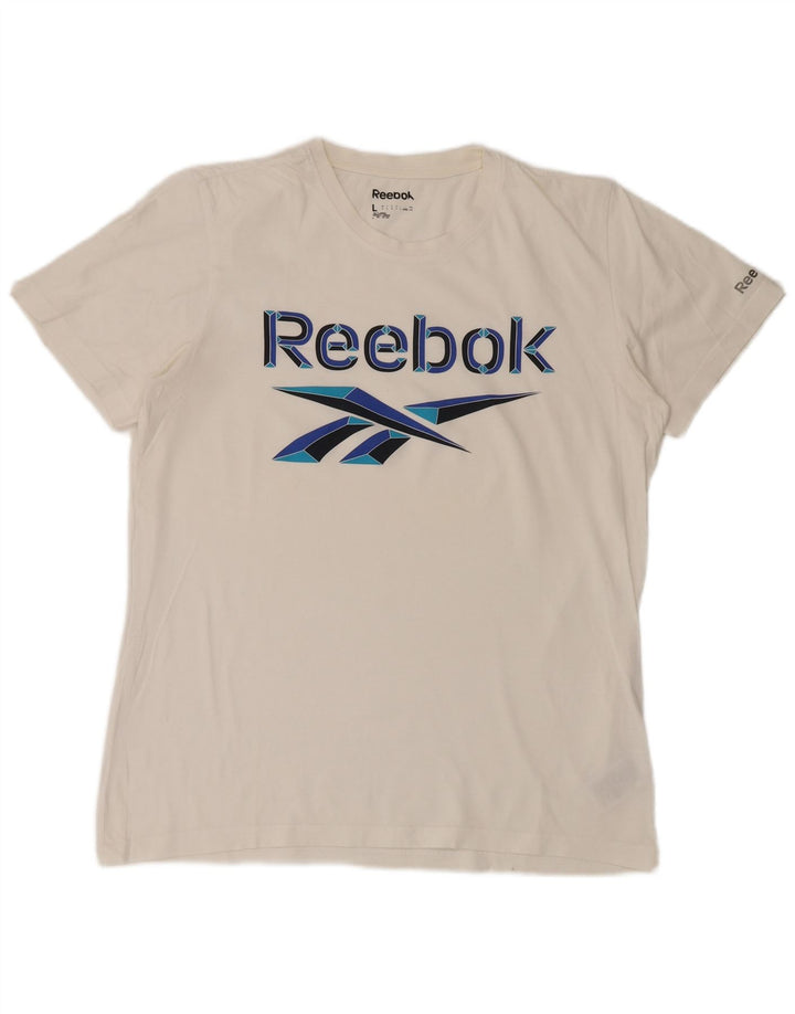 REEBOK Muška majica kratkih rukava s grafičkim motivima, veliki bijeli pamuk