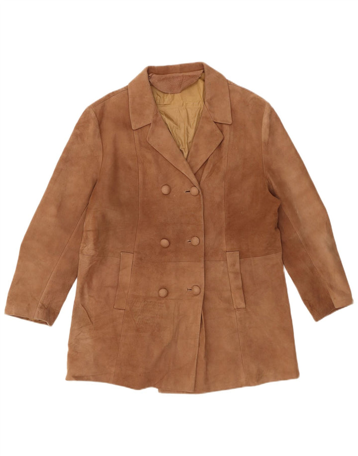 VINTAGE ženski kaput s dvorednim kopčanjem od antilopa EU 50 3XL smeđa koža