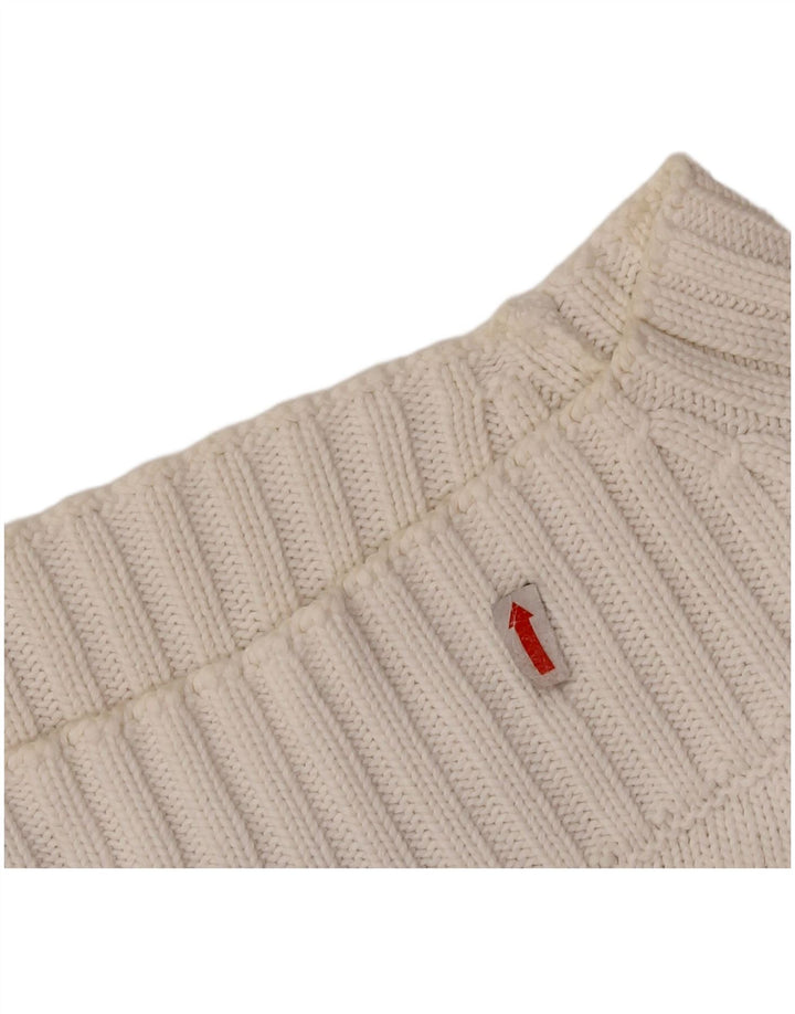 SISLEY Ženski kratki džemper s ovratnikom UK 10 Mali bijeli pamuk