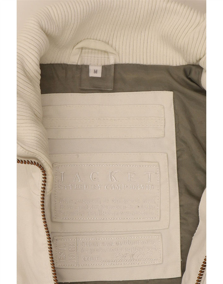 CAMP DAVID Mens Graphic Padded Jacket UK 38 Medium White Colourblock Vintage Camp David and Second-Hand Camp David from Messina Hembry 