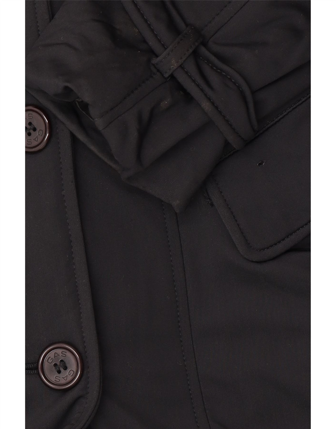 GAS Ženski kaput s dvostrukim kopčanjem UK 10 Mali crni poliamid