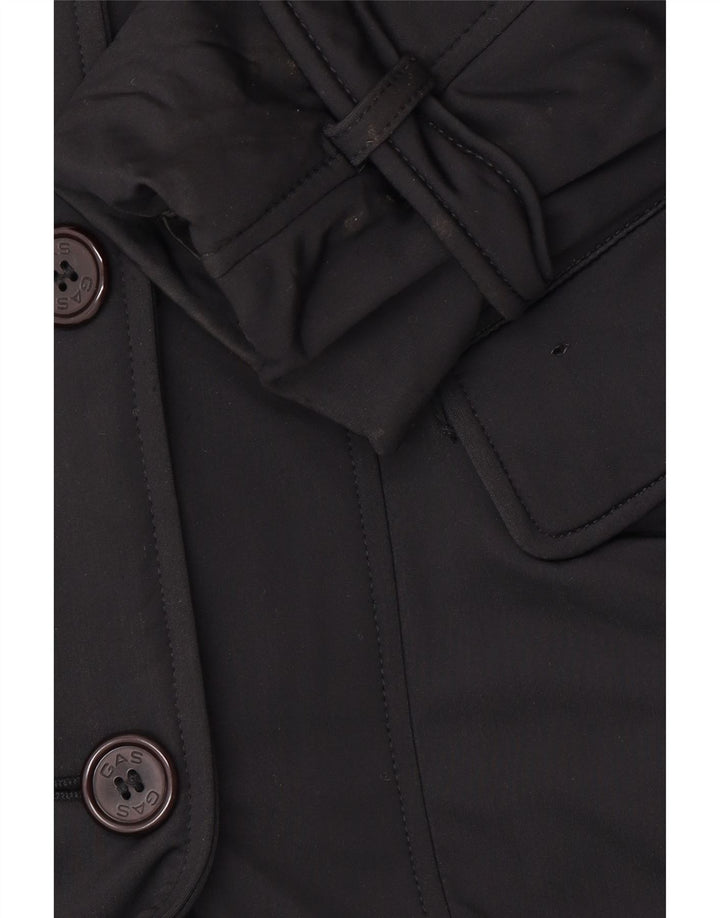 GAS Ženski kaput s dvostrukim kopčanjem UK 10 Mali crni poliamid