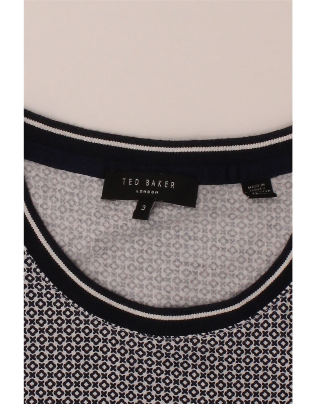 TED BAKER Mens T-Shirt Top Size 3 Medium Black Geometric Cotton