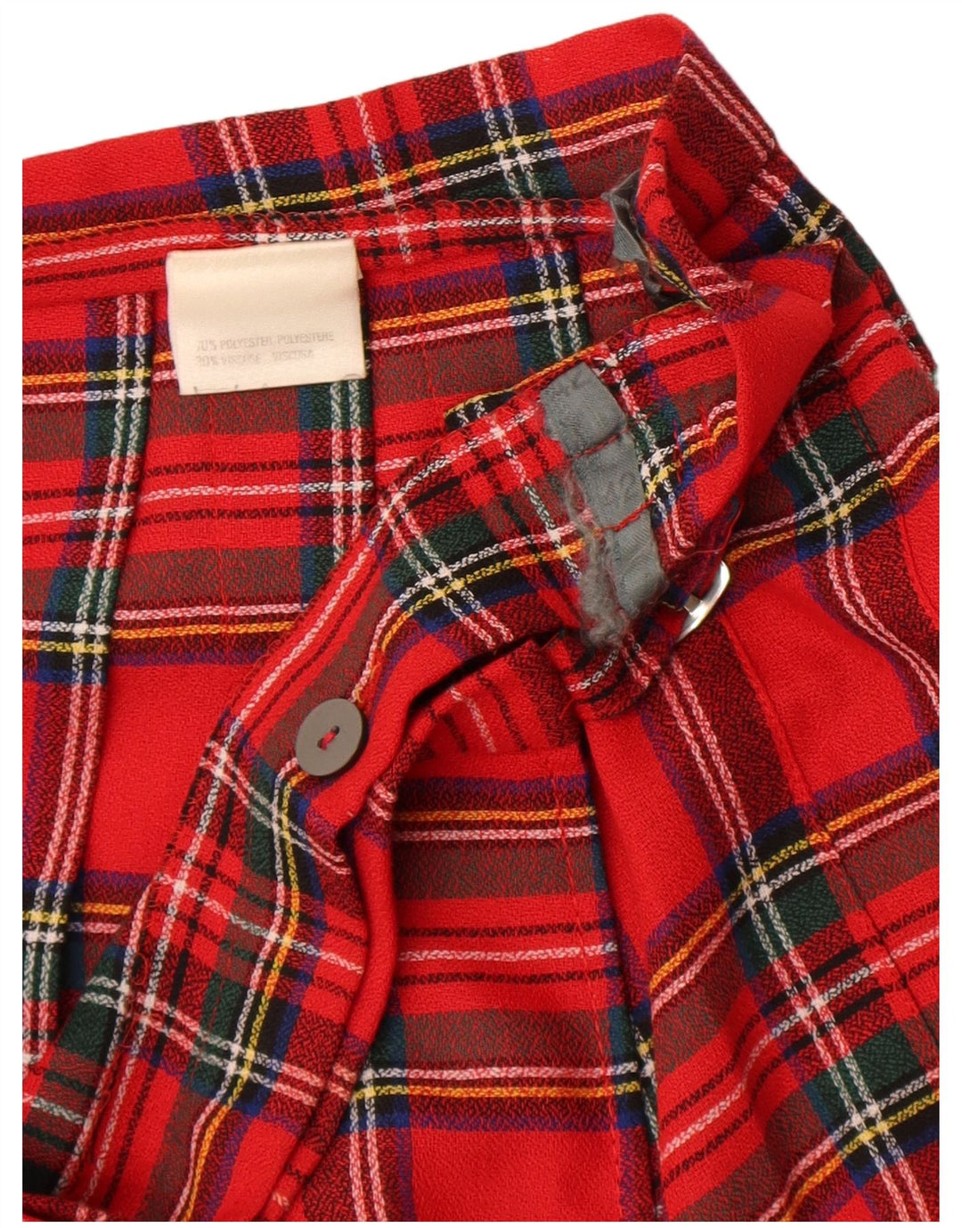 Vintage ženska plisirana suknja na preklop IT 42 srednje veličine W30, crveni karirani poliester