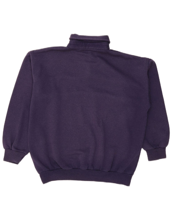 Vintage ženski džemper s polo izrezom UK 14 srednje tamnoplave cvjetne boje